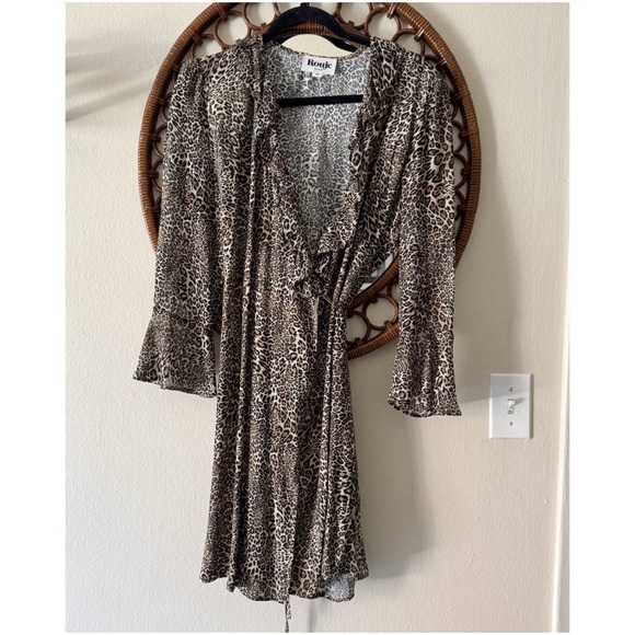 Rouje Crystale Leopard Print Wrap Dress size 38 US6 - Picture 1 of 7